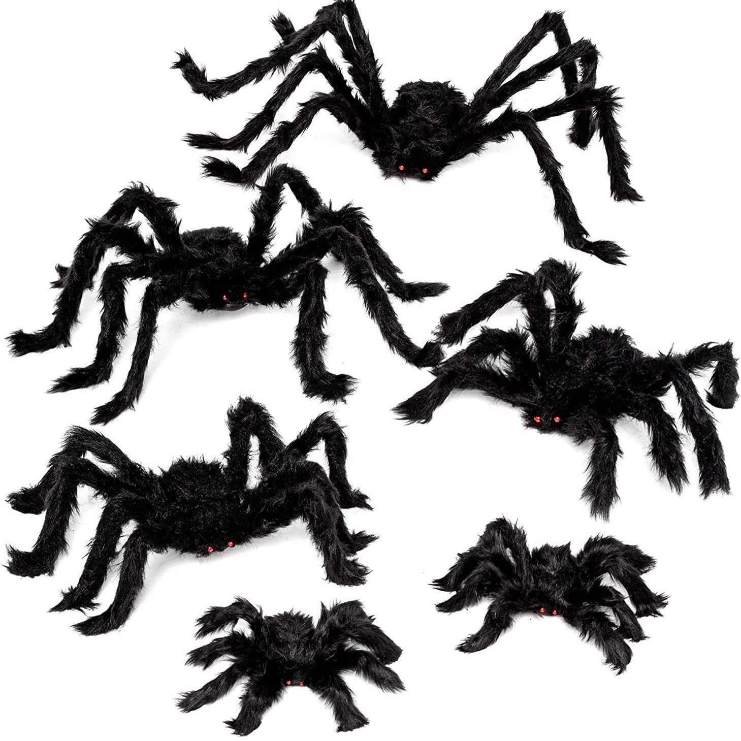 Set of black spiders on a white background