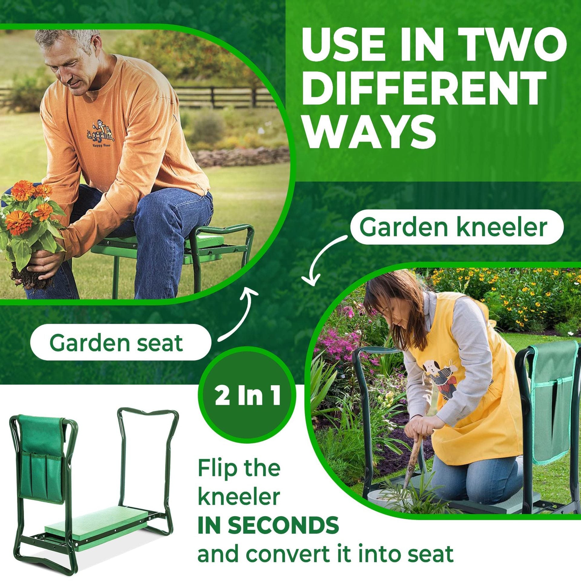 Lightweight Gardener Kneeler Bench Folding Seat