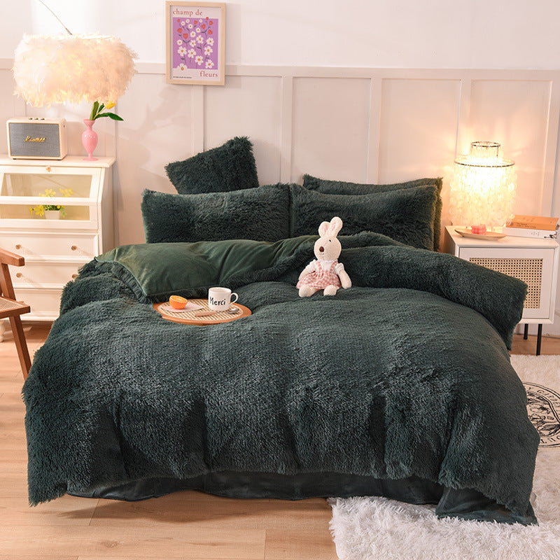 Dark green textured comforter set 