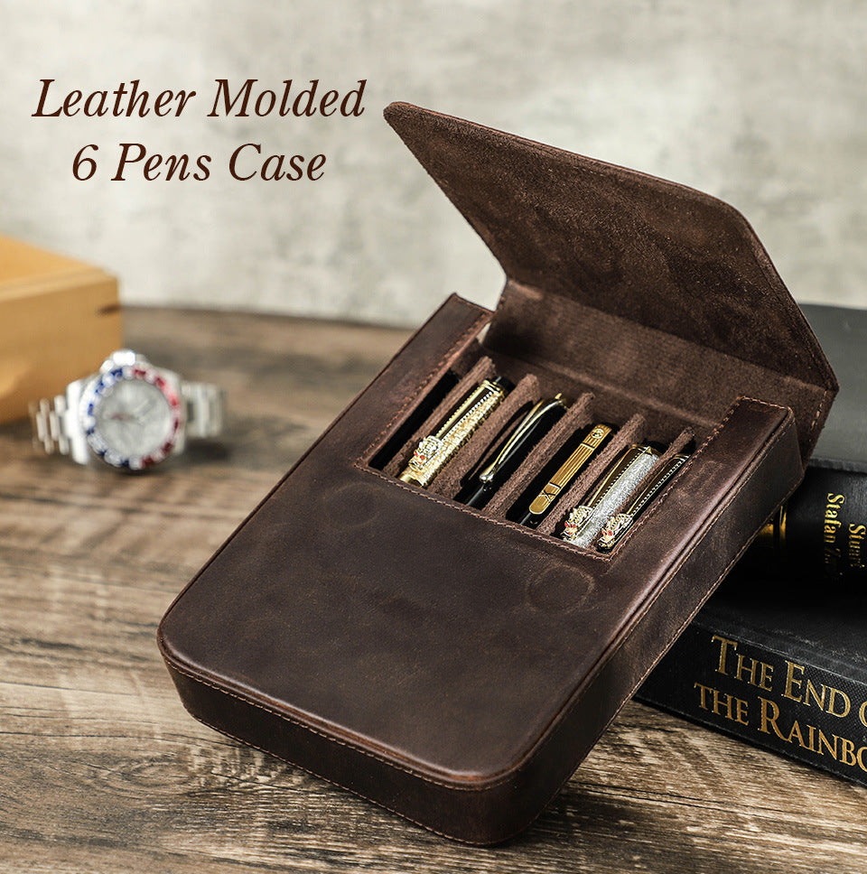 Handmade Leather Fountain Pen Case Organizer Holder