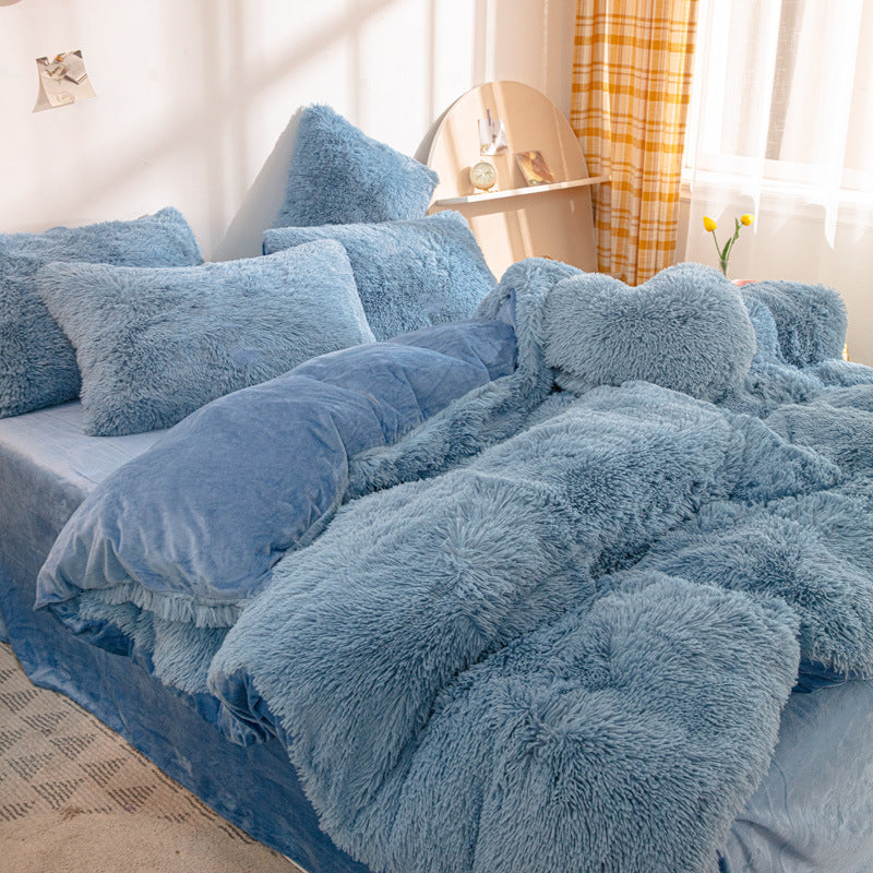 Blue flannel bedding set 
