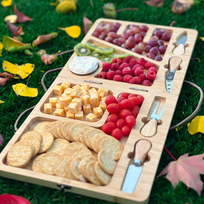 Bamboo Charcuterie Board Serving Platter Set