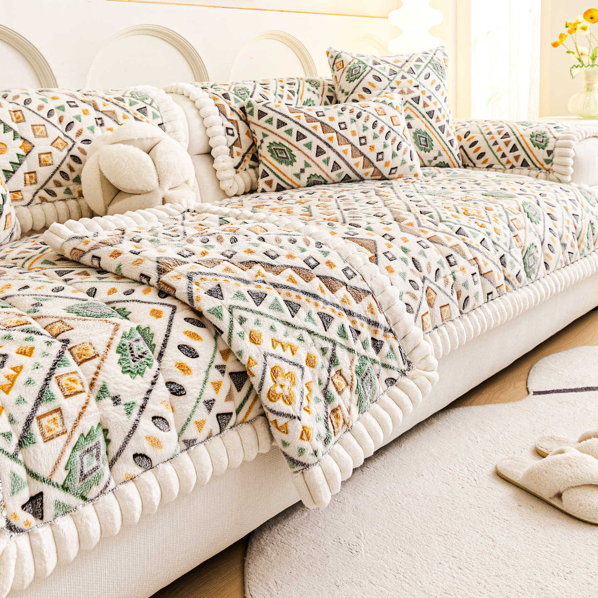 CloudSoft Plush Fabric Non-Slip Sofa Cover