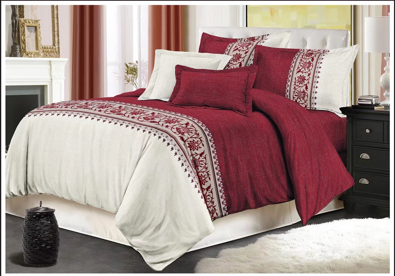 Comfy Farmhouse Boho Printed 3 Pieces Duvet Bedding Set