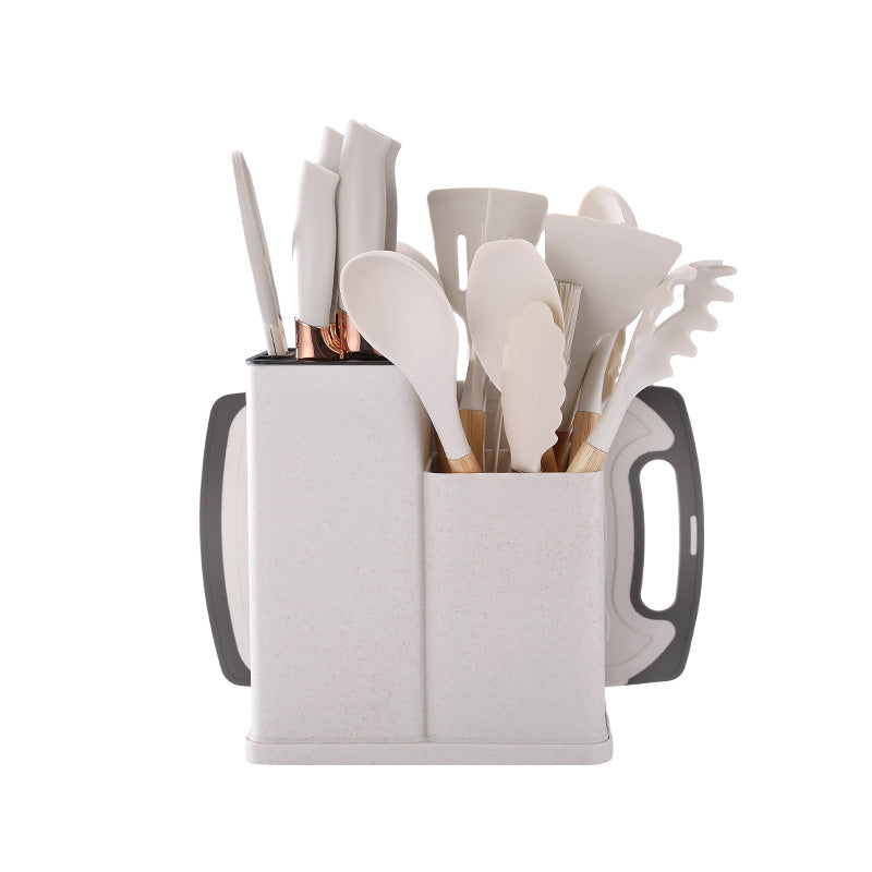 19pcs Silicone Kitchen Utensil Set With Wooden Handles