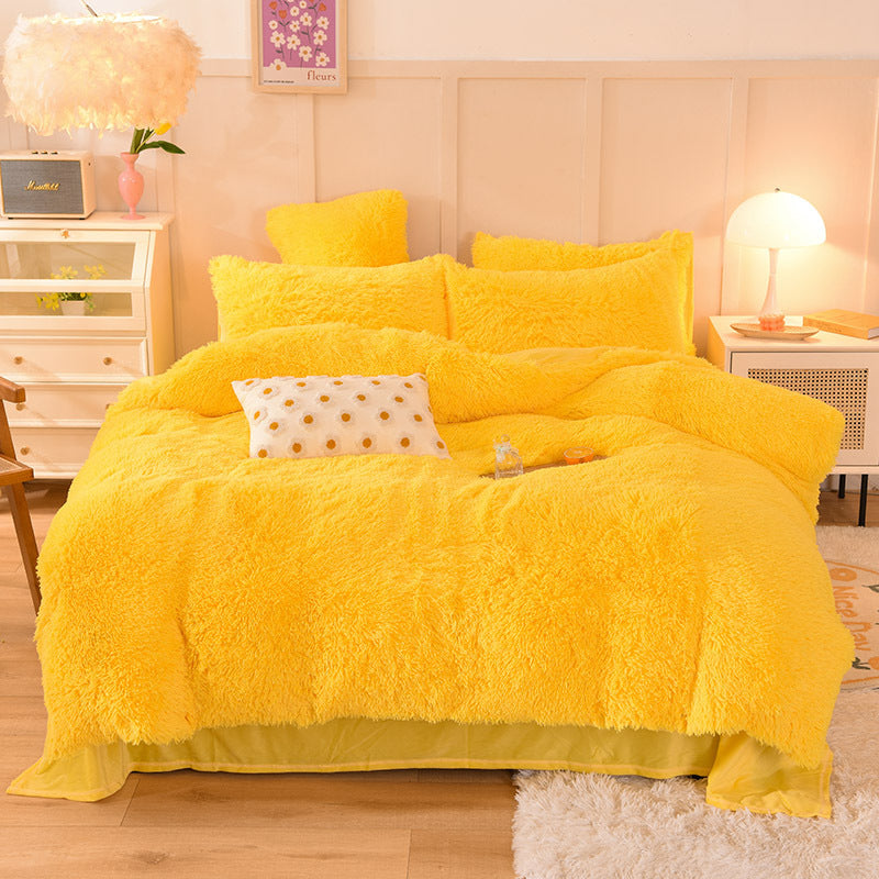Yellow flannel bedding set 