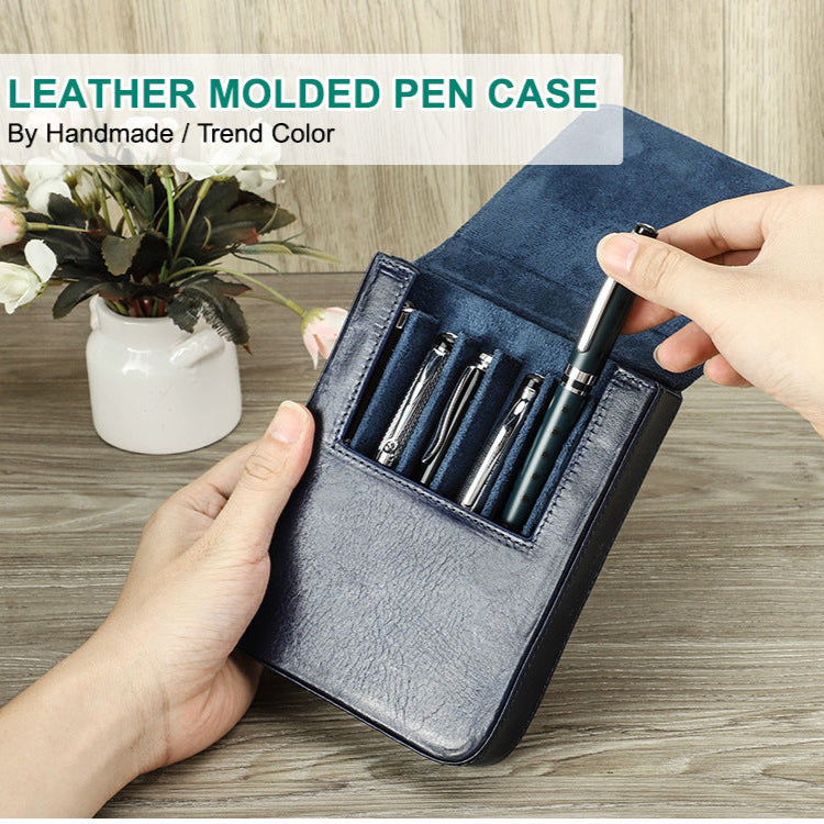 Handmade Leather Fountain Pen Case Organizer Holder