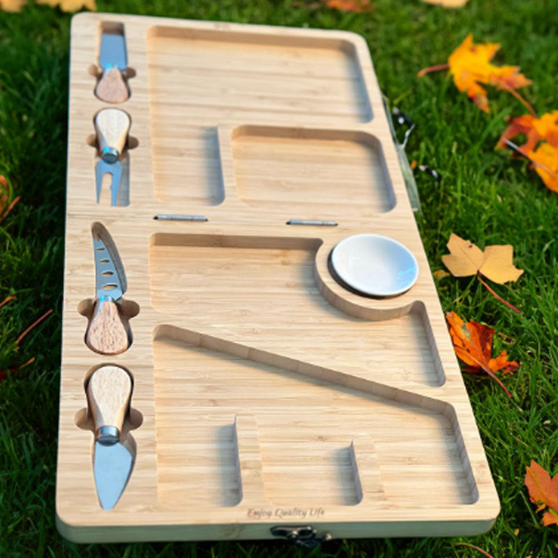 Bamboo Charcuterie Board Serving Platter Set