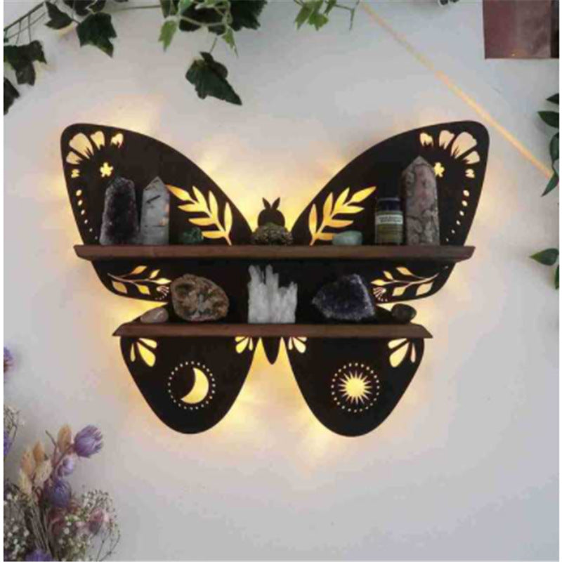 Hamsa Evil Eye Crystal Display Wall Mount Shelf with Light
