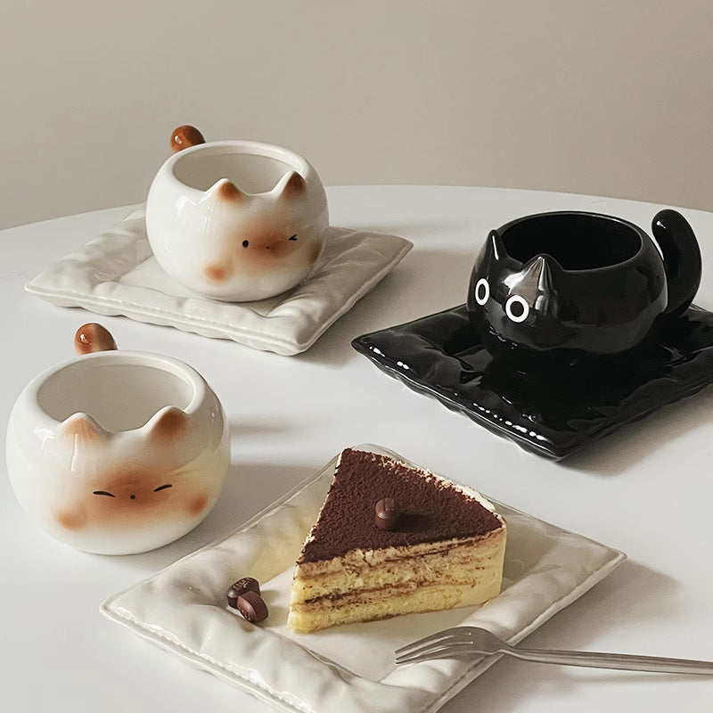 Cute Siamese Cat Ceramic Coffee Cups Breakfast Mug