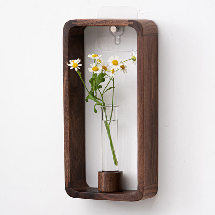 Glass Tube Flower Arrangement Vase Wooden Frame