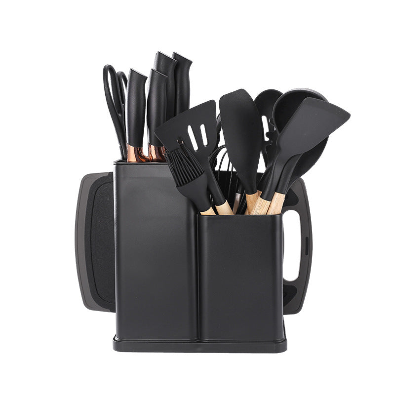 19pcs Silicone Kitchen Utensil Set With Wooden Handles