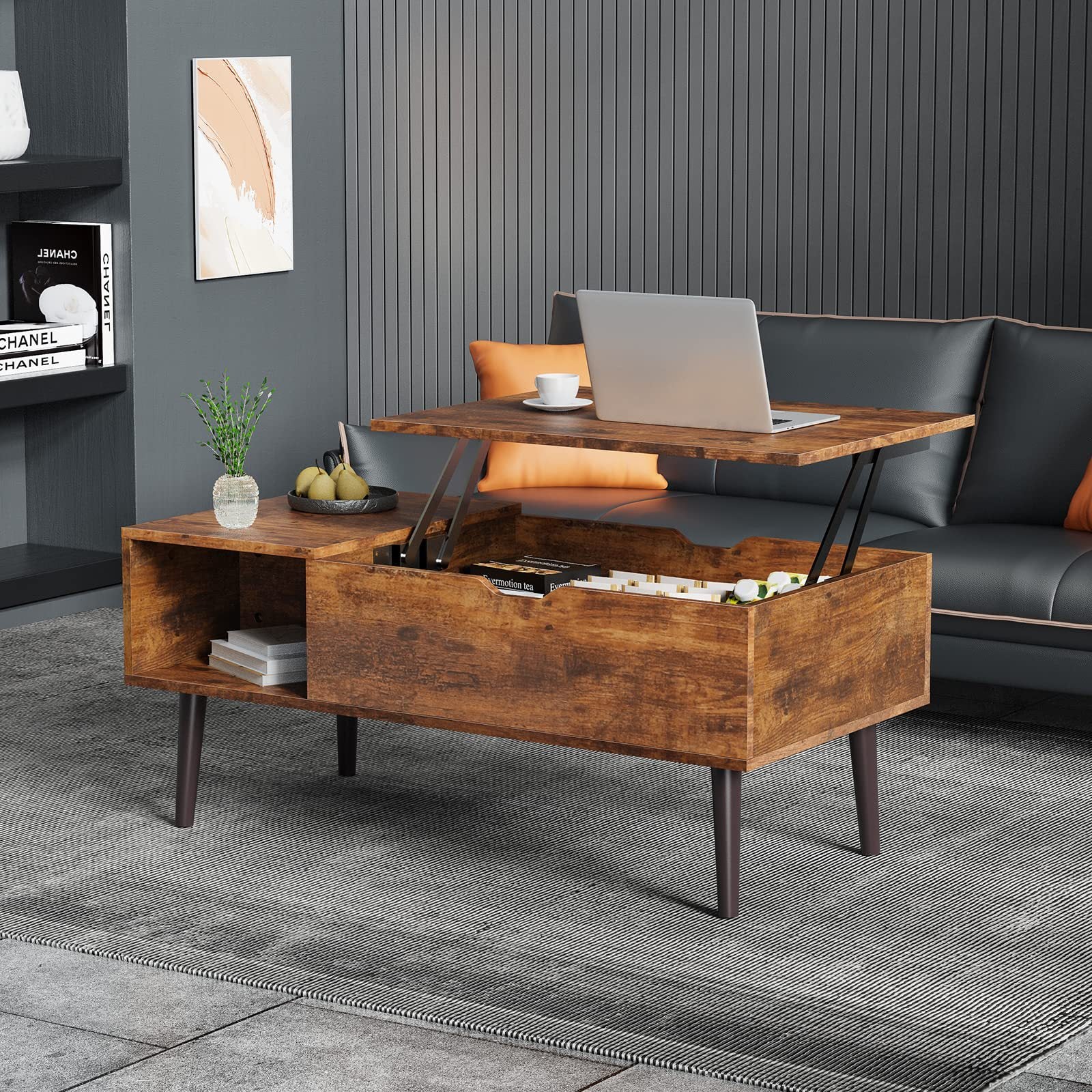 Lift Top Coffee Table With Hidden Storage Compartment