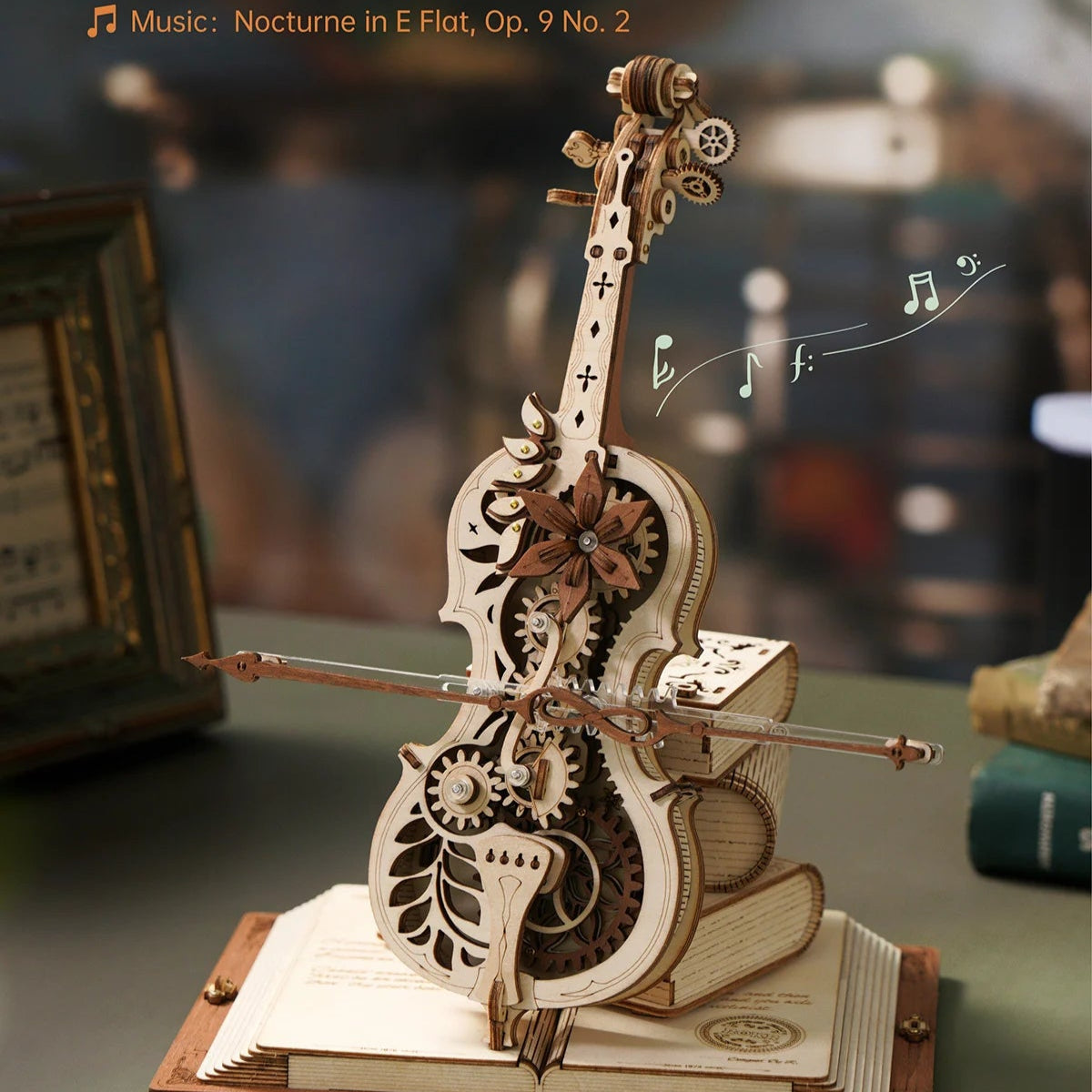 Creative 3D Wooden Puzzle Cello Mechanical Music Box