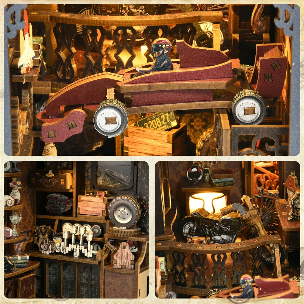 DIY Miniature 3D Wooden Puzzle Assembly Book Nook Kit