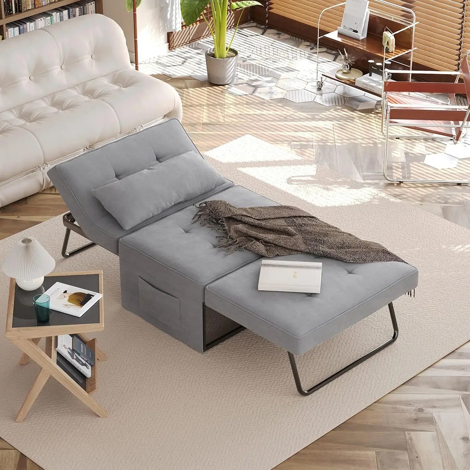 4-in-1 Convertible Folding Ottoman Sofa Bed