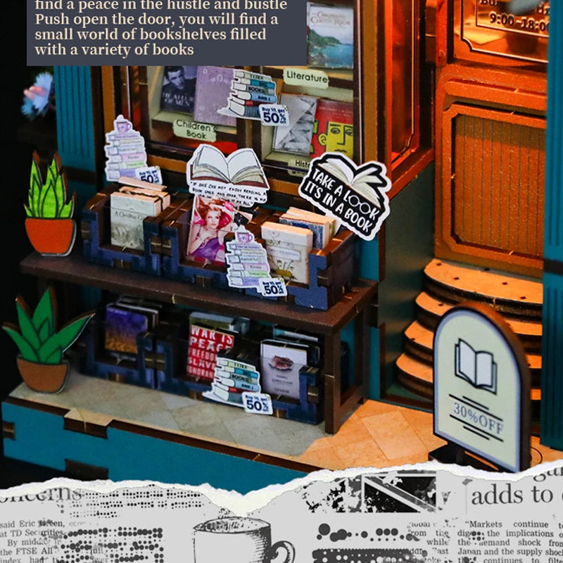 DIY Wooden Miniature Dollhouse Book Nook Kit