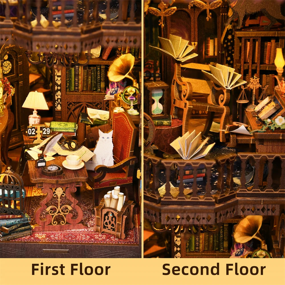 DIY Miniature 3D Wooden Puzzle Assembly Book Nook Kit