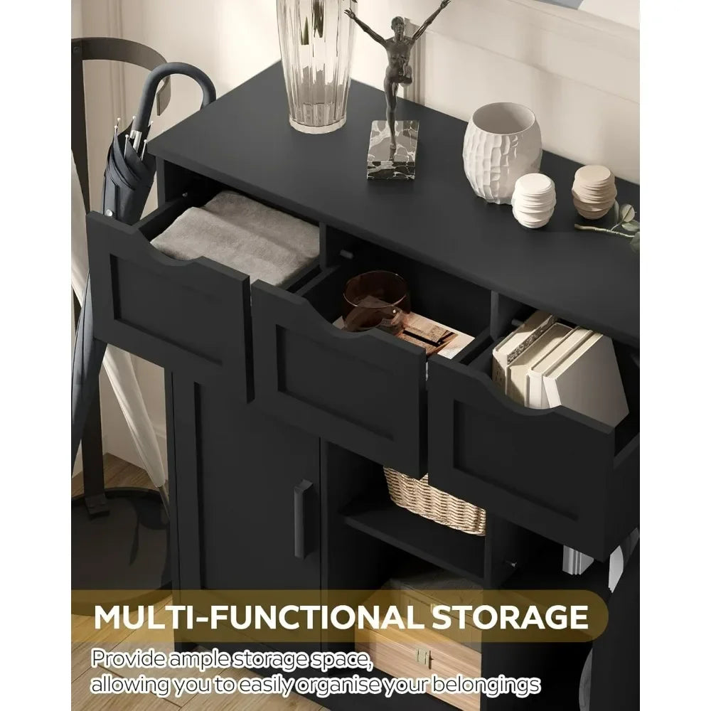 3 Drawers Open Shelf White Cabinets & Shelves