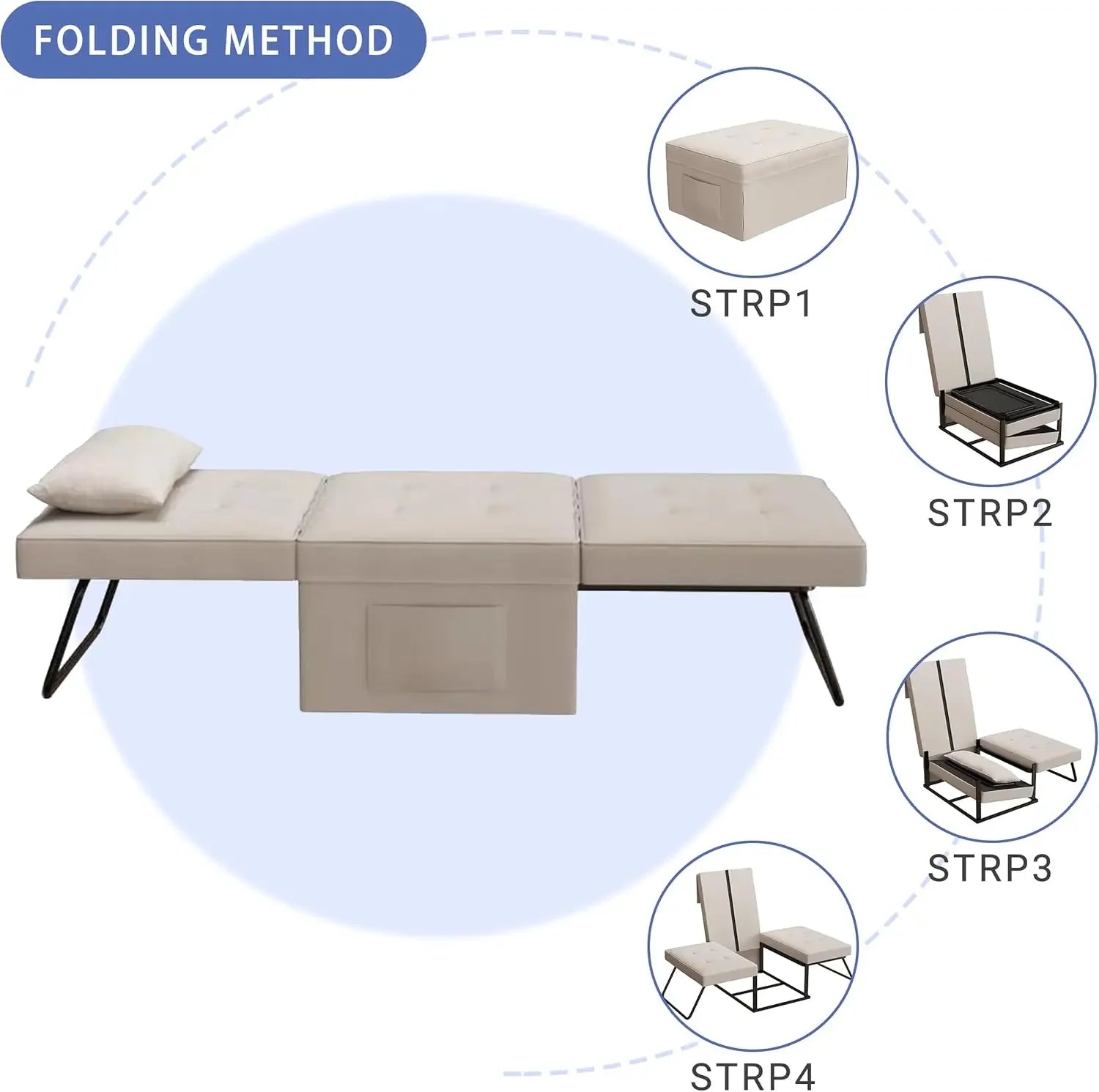 4-in-1 Convertible Folding Ottoman Sofa Bed