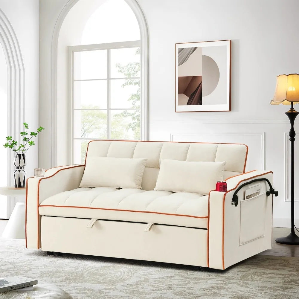 3 in 1 Convertible Sleeper Futon Sofa Bed with Side Pocket