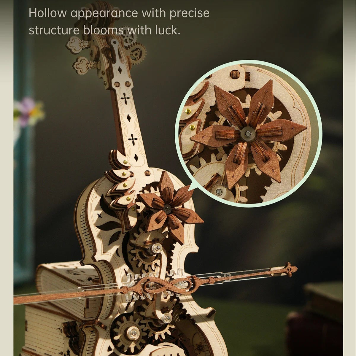 Creative 3D Wooden Puzzle Cello Mechanical Music Box