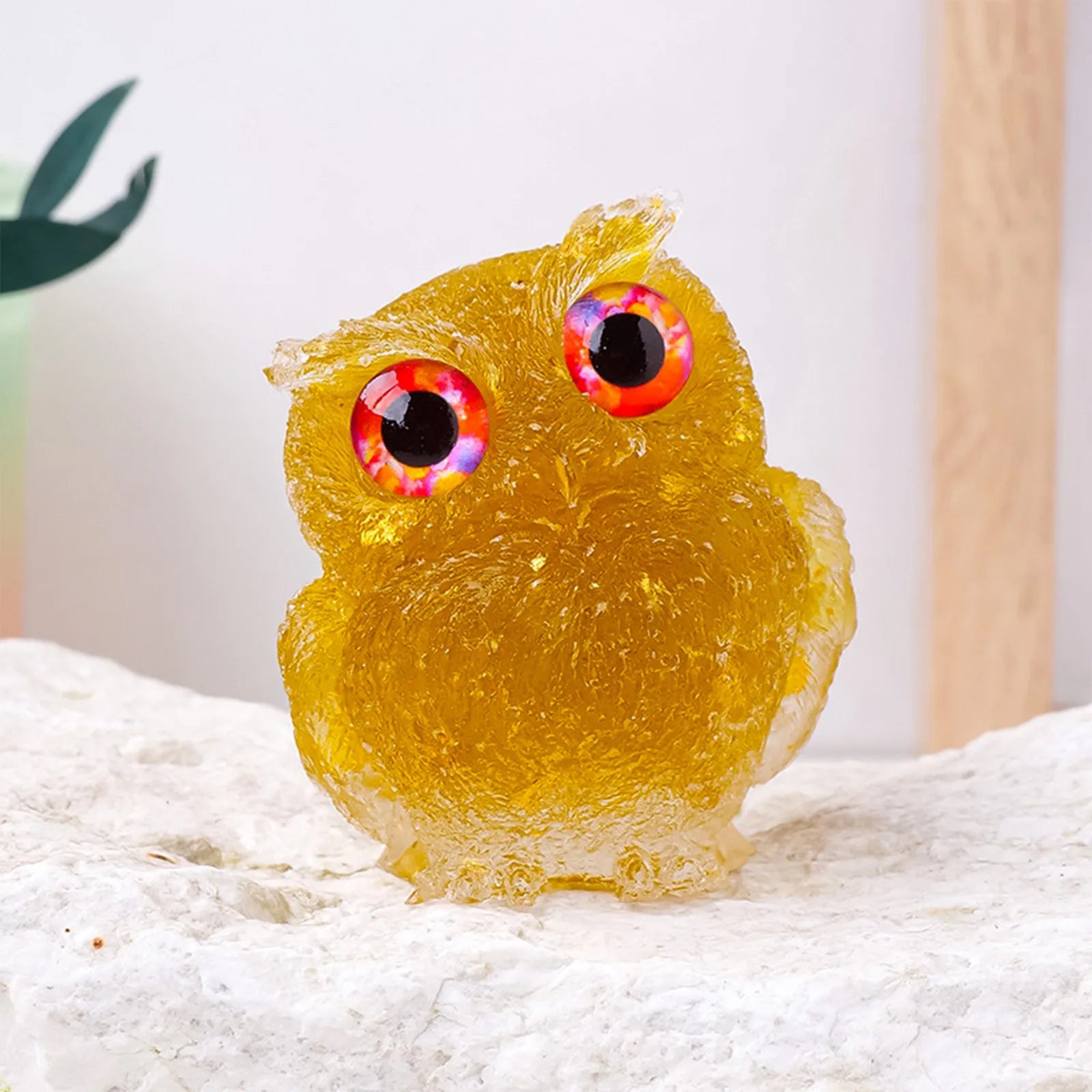 1PC Natural Owl Amethyst Rose Quartz Cute Animal Image Macadam Drip Glue Resin Owl Household Supplies Desktop Ornament