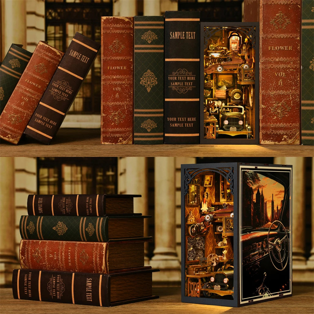 DIY Miniature 3D Wooden Puzzle Assembly Book Nook Kit