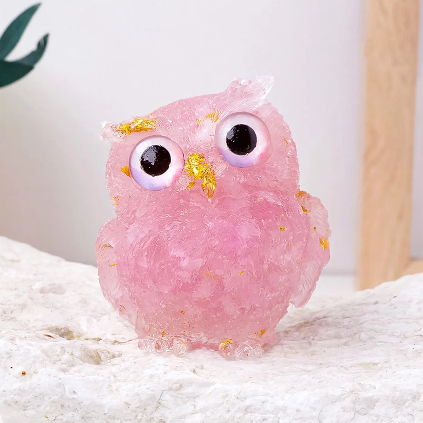 1PC Natural Owl Amethyst Rose Quartz Cute Animal Image Macadam Drip Glue Resin Owl Household Supplies Desktop Ornament