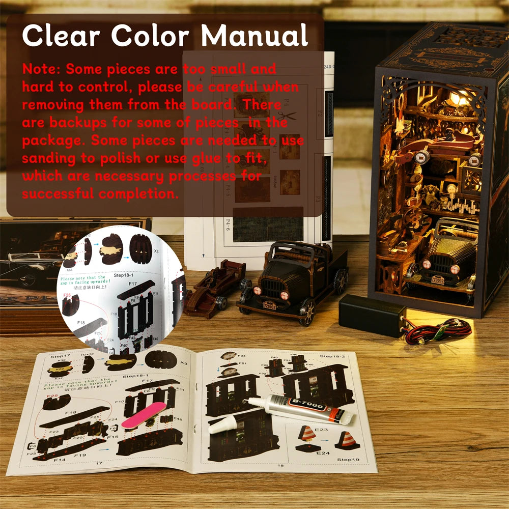 DIY Miniature 3D Wooden Puzzle Assembly Book Nook Kit