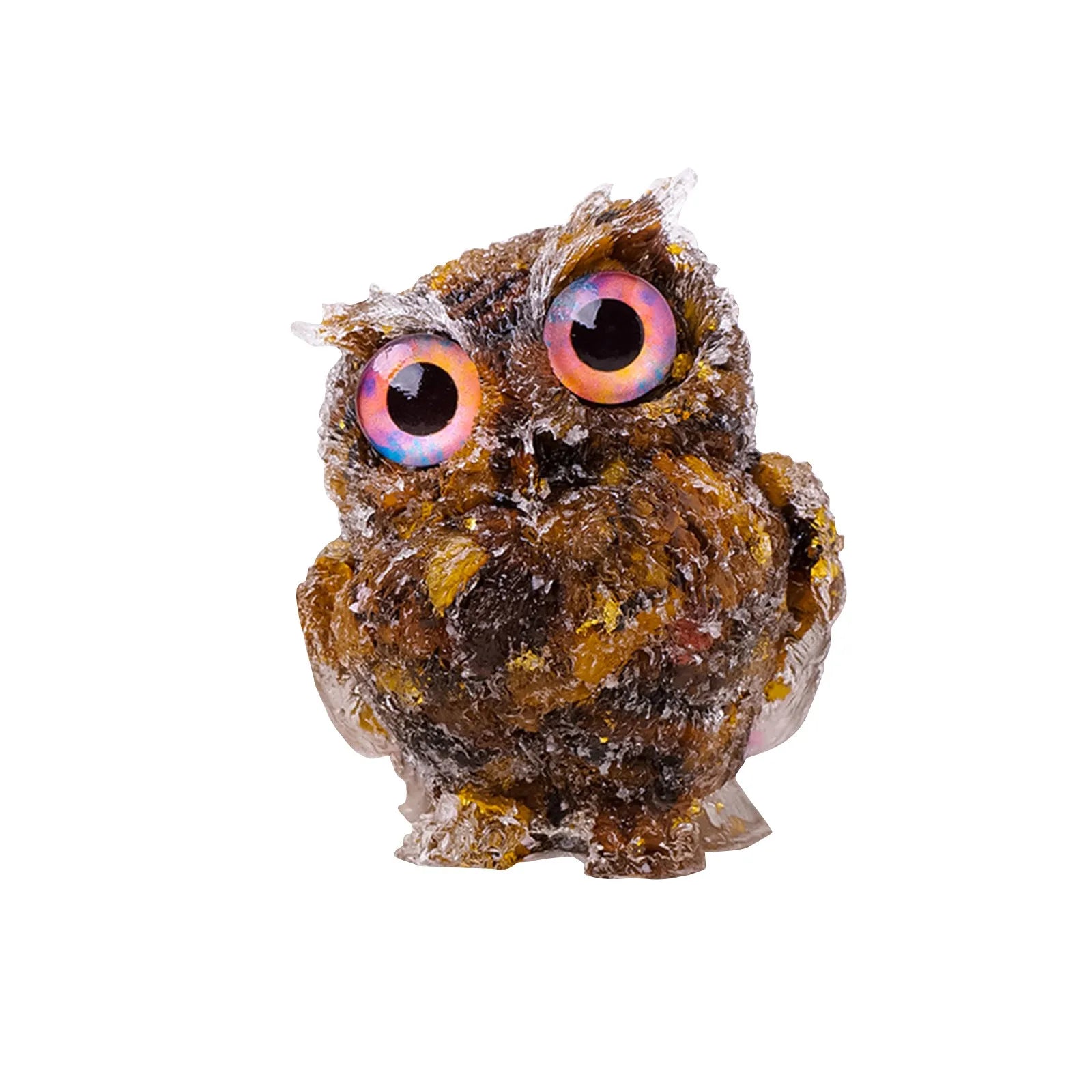 1PC Natural Owl Amethyst Rose Quartz Cute Animal Image Macadam Drip Glue Resin Owl Household Supplies Desktop Ornament