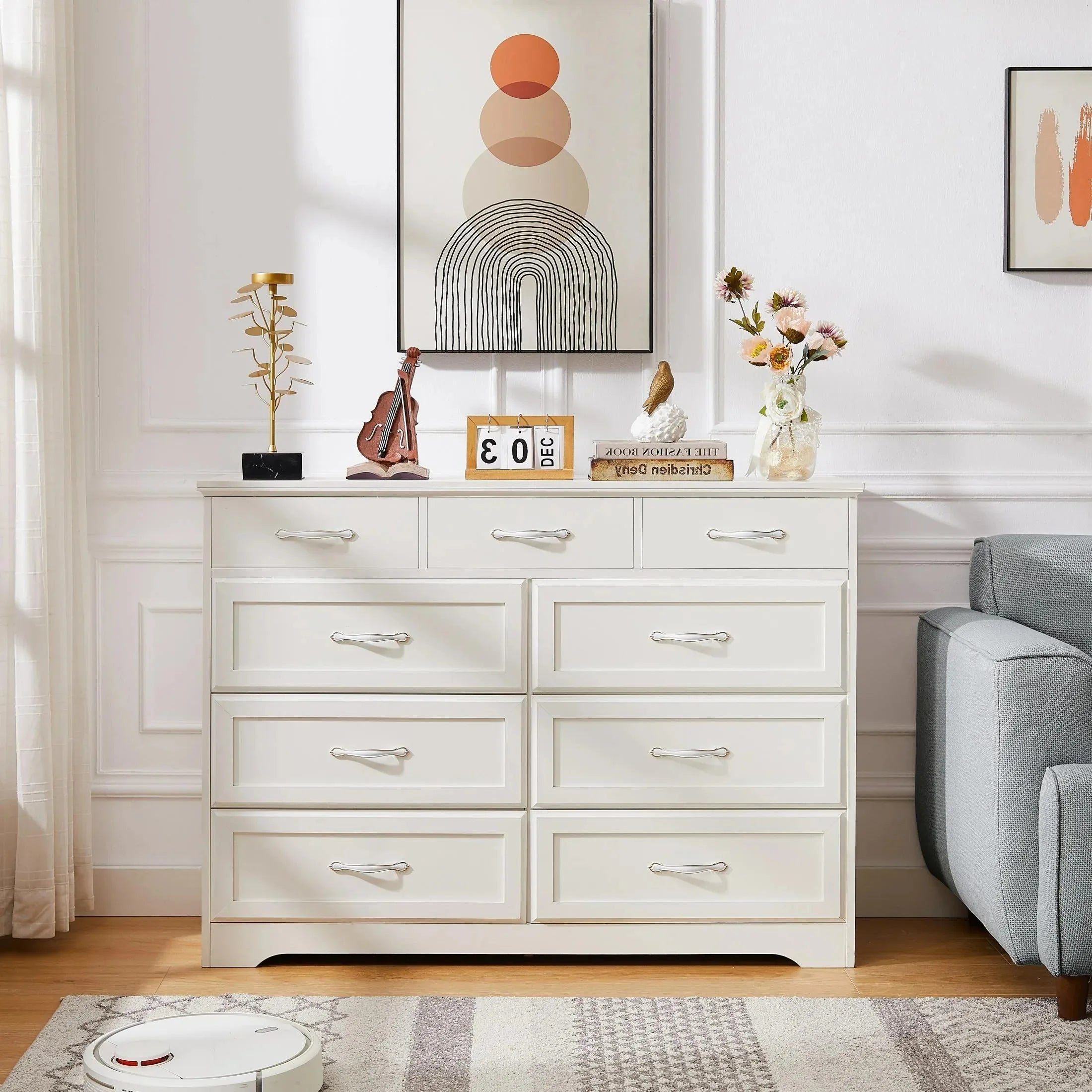 9 Chest of Drawers White Wooden Bedroom Dresser