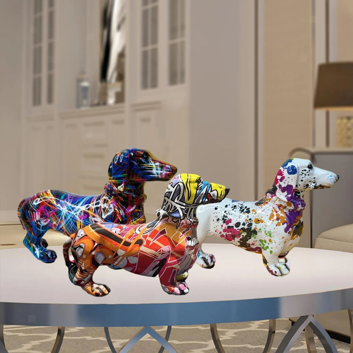 Graffiti French Bulldog Resin Statue Ornament