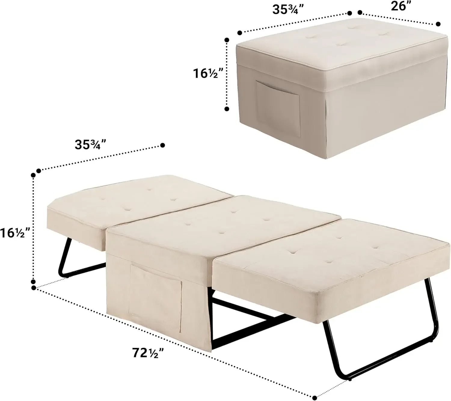 4-in-1 Convertible Folding Ottoman Sofa Bed