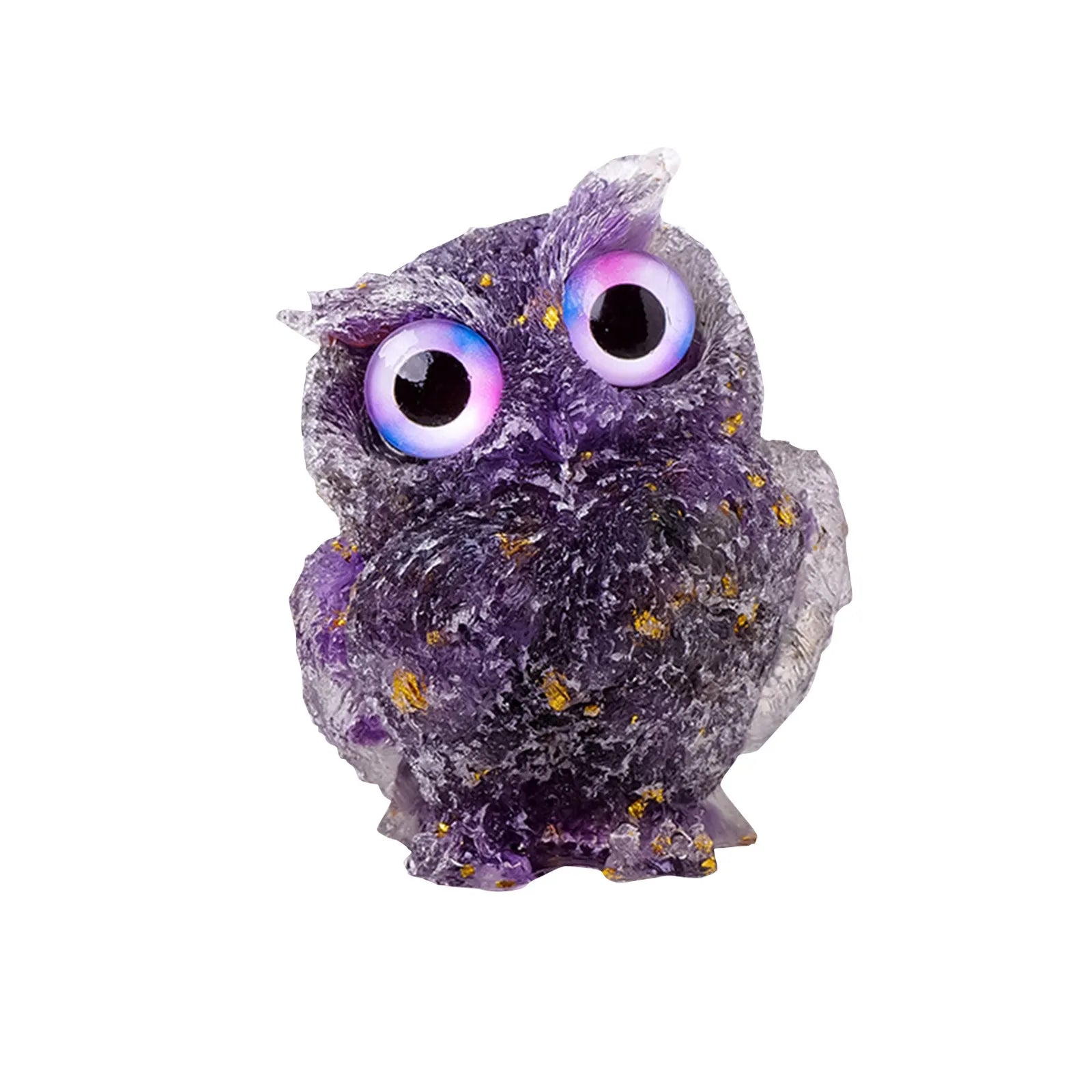 1PC Natural Owl Amethyst Rose Quartz Cute Animal Image Macadam Drip Glue Resin Owl Household Supplies Desktop Ornament