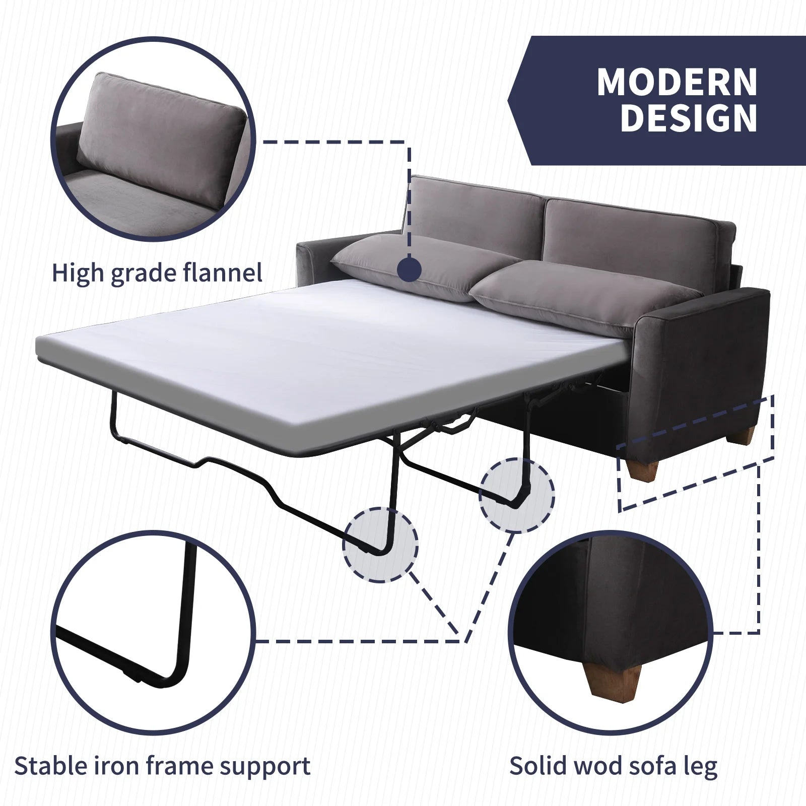 2-in-1 Pull-Out Velvet Futon Sofa Bed