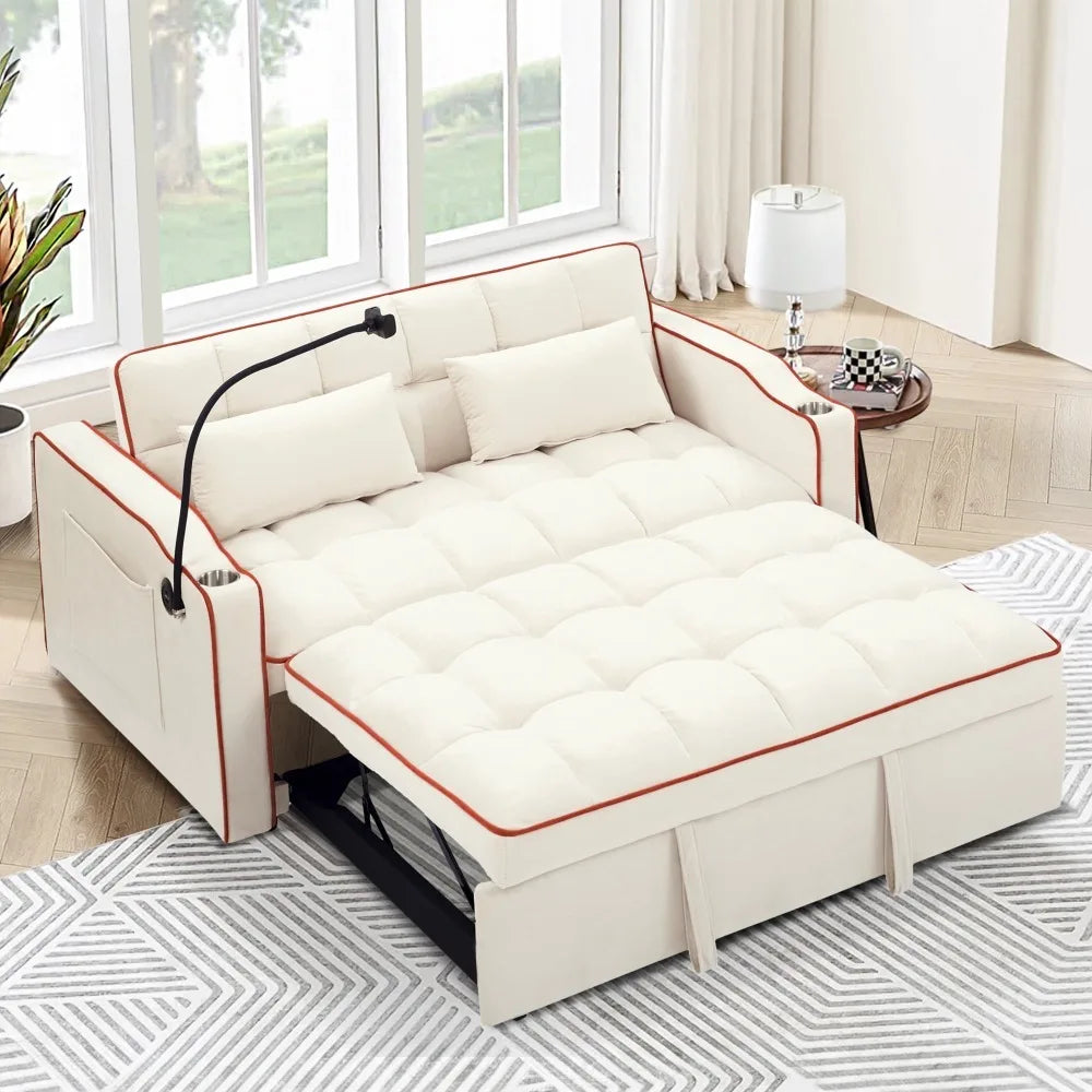 3 in 1 Convertible Sleeper Futon Sofa Bed with Side Pocket