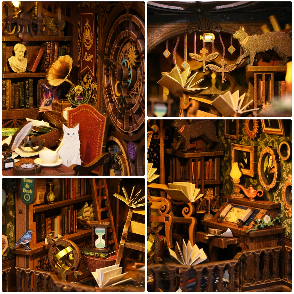 DIY Miniature 3D Wooden Puzzle Assembly Book Nook Kit