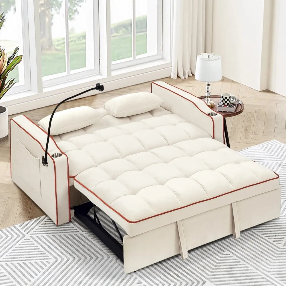 3 in 1 Convertible Sleeper Futon Sofa Bed with Side Pocket