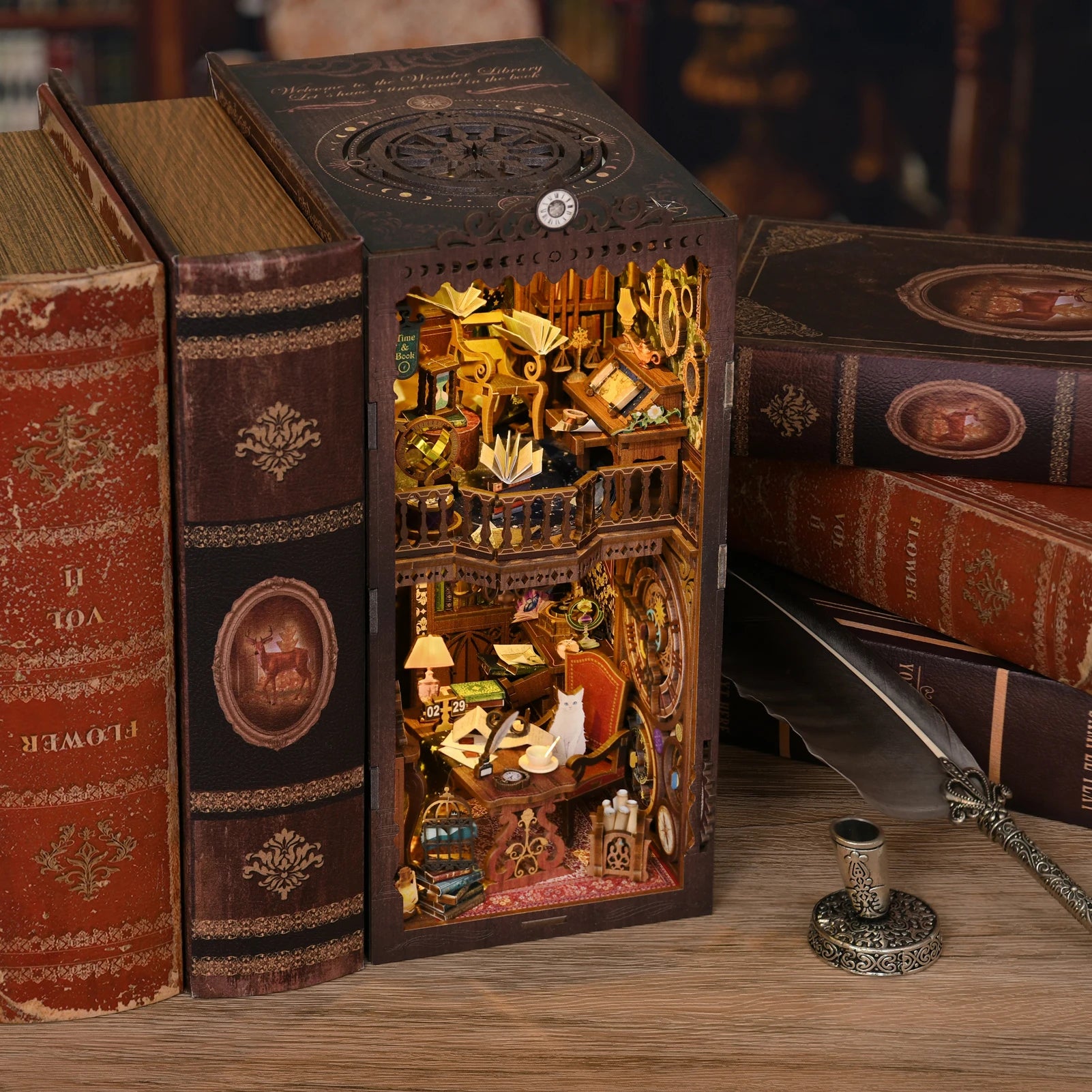 DIY Miniature 3D Wooden Puzzle Assembly Book Nook Kit