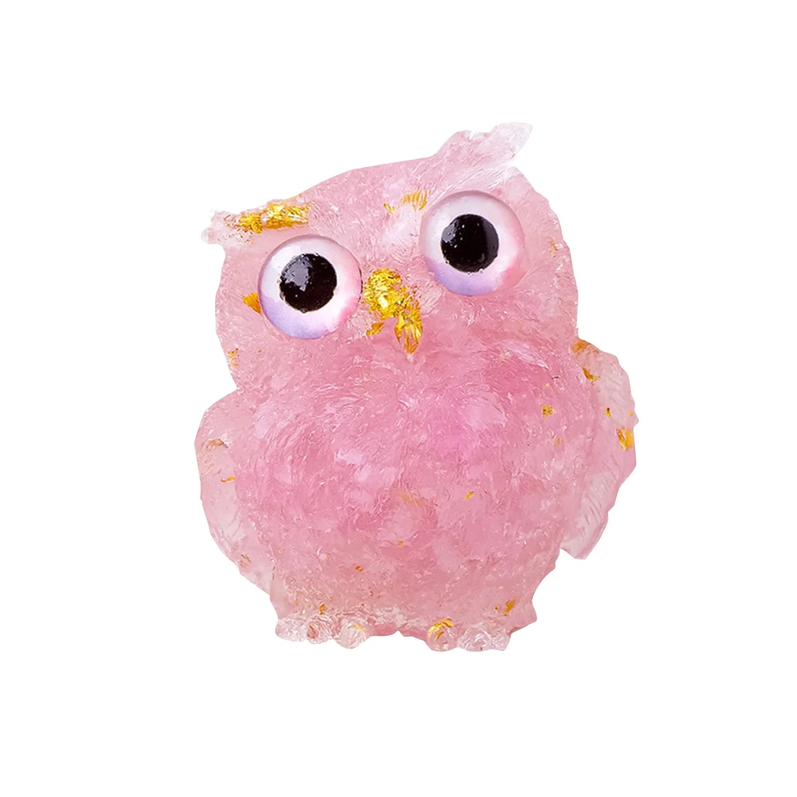1PC Natural Owl Amethyst Rose Quartz Cute Animal Image Macadam Drip Glue Resin Owl Household Supplies Desktop Ornament