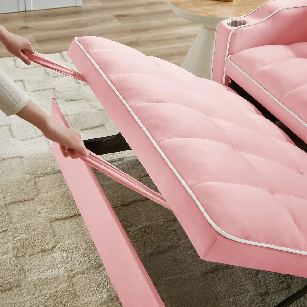 3 in 1 Convertible Sleeper Futon Sofa Bed with Side Pocket