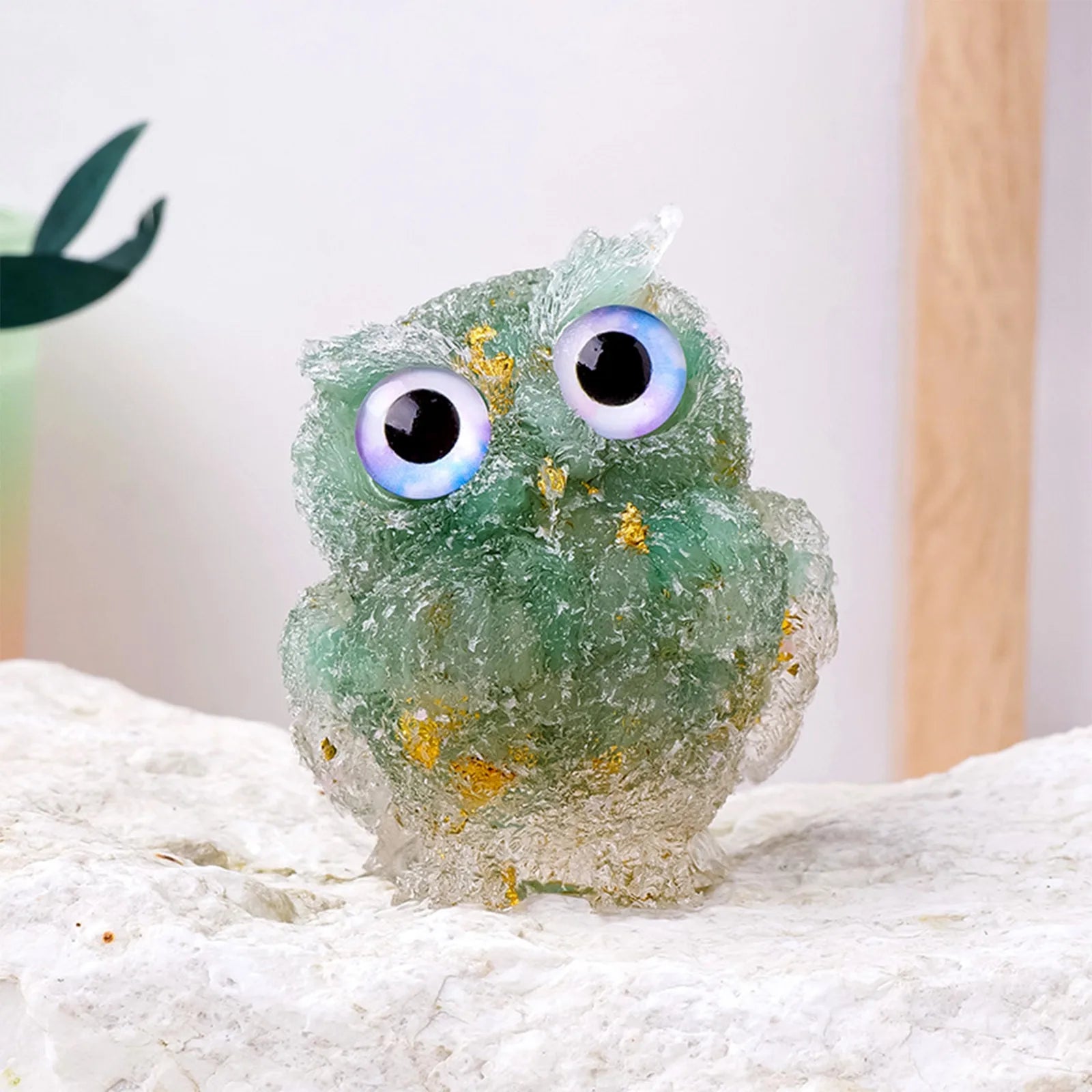 1PC Natural Owl Amethyst Rose Quartz Cute Animal Image Macadam Drip Glue Resin Owl Household Supplies Desktop Ornament