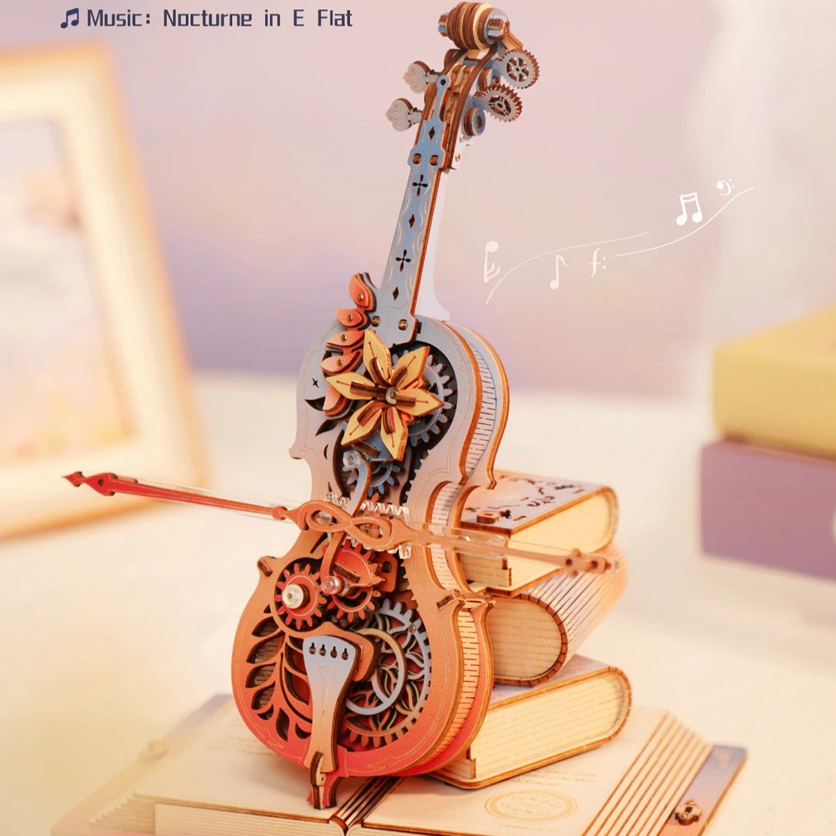 Creative 3D Wooden Puzzle Cello Mechanical Music Box