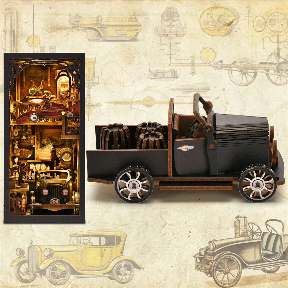 DIY Miniature 3D Wooden Puzzle Assembly Book Nook Kit