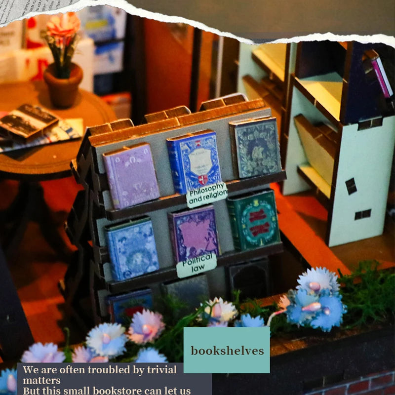 DIY Wooden Miniature Dollhouse Book Nook Kit