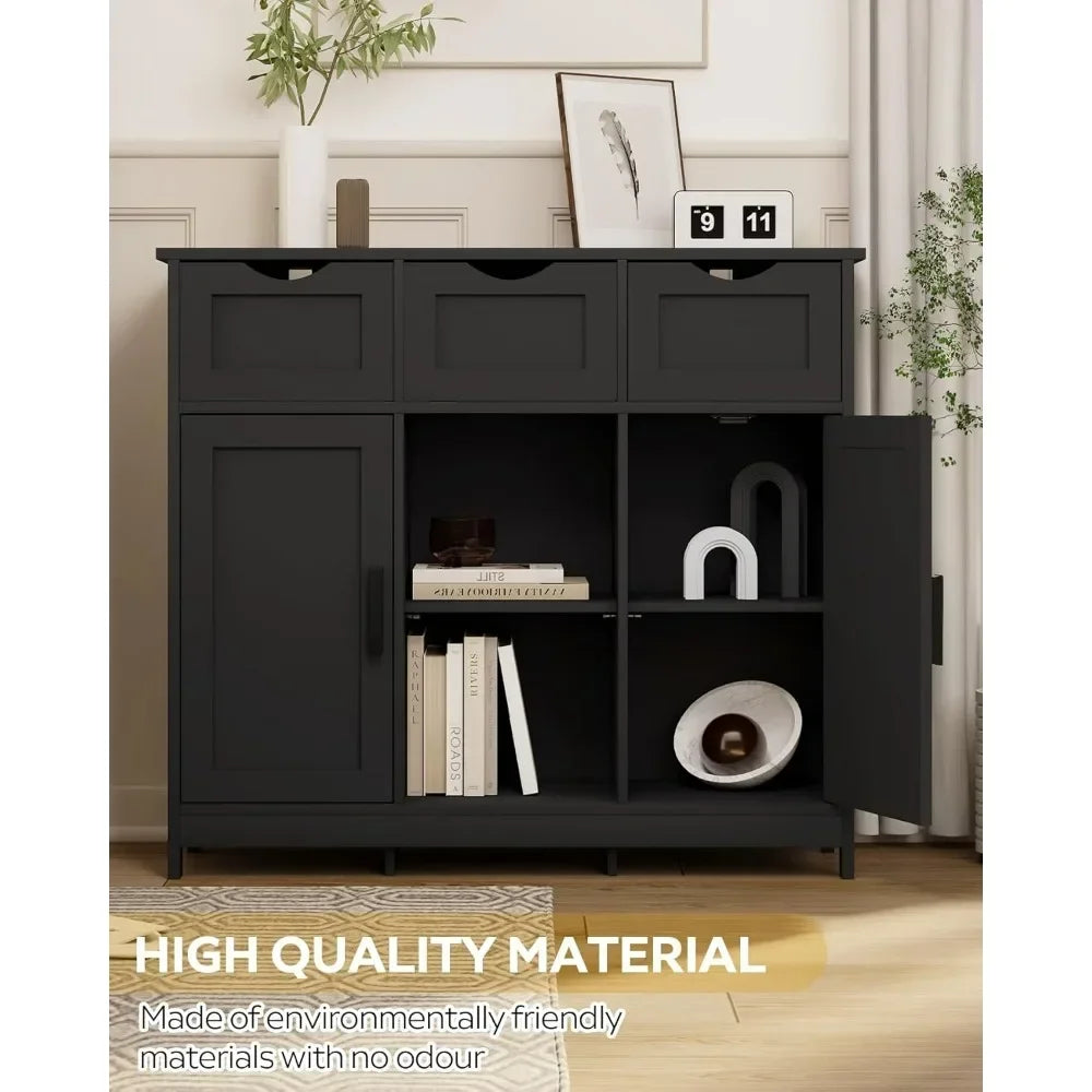 3 Drawers Open Shelf White Cabinets & Shelves