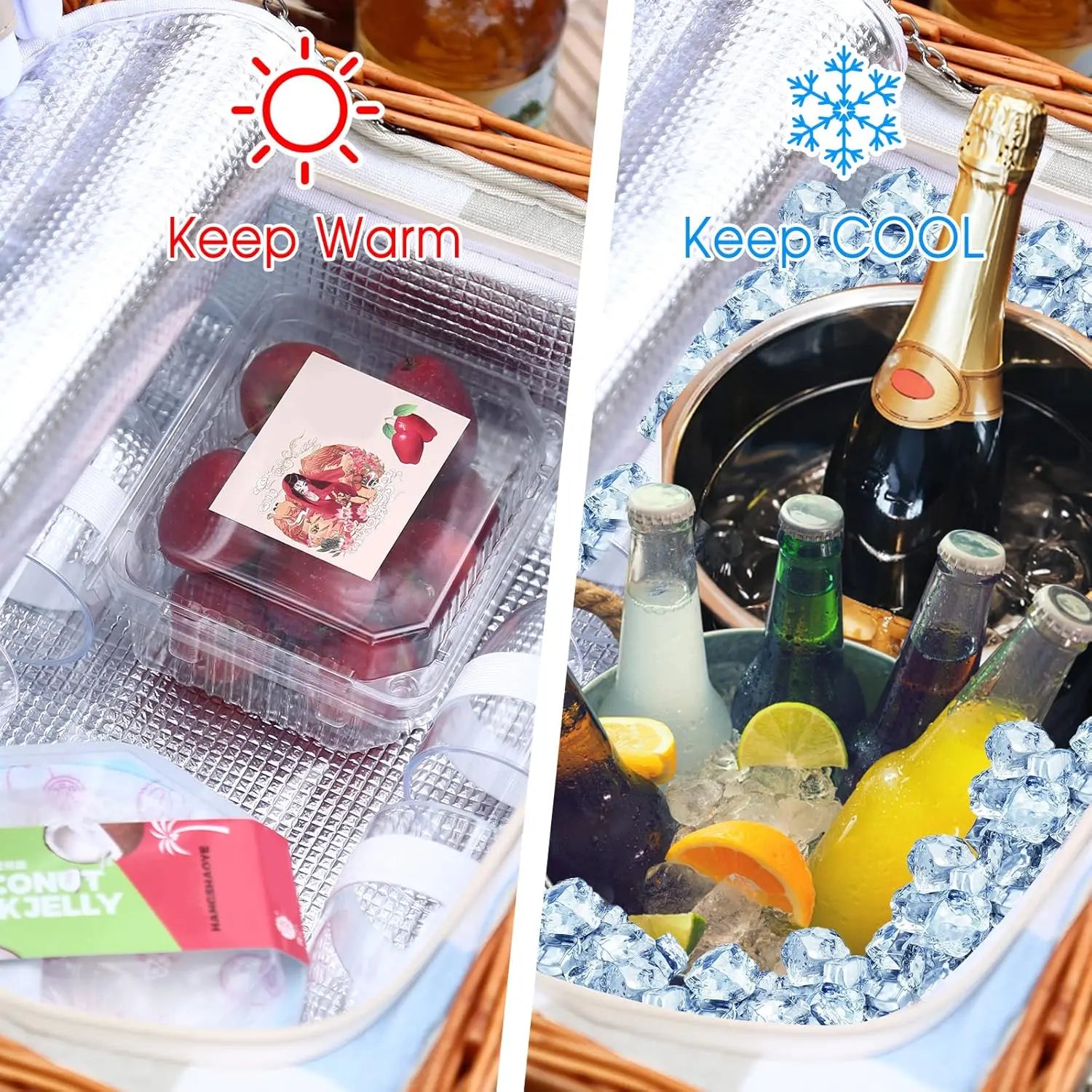Outdoor Wicker Picnic Basket Set for 2-4 Pax