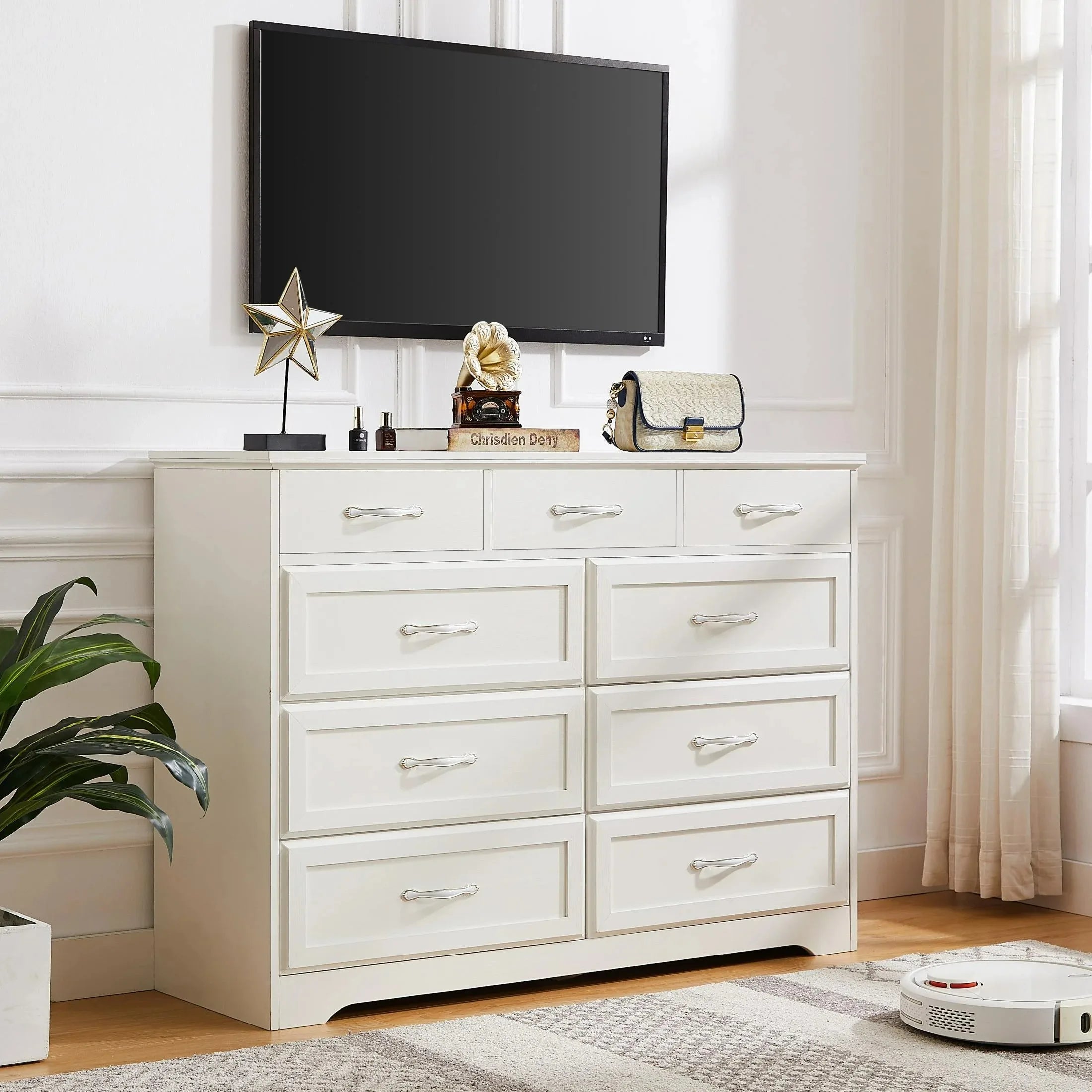 9 Chest of Drawers White Wooden Bedroom Dresser