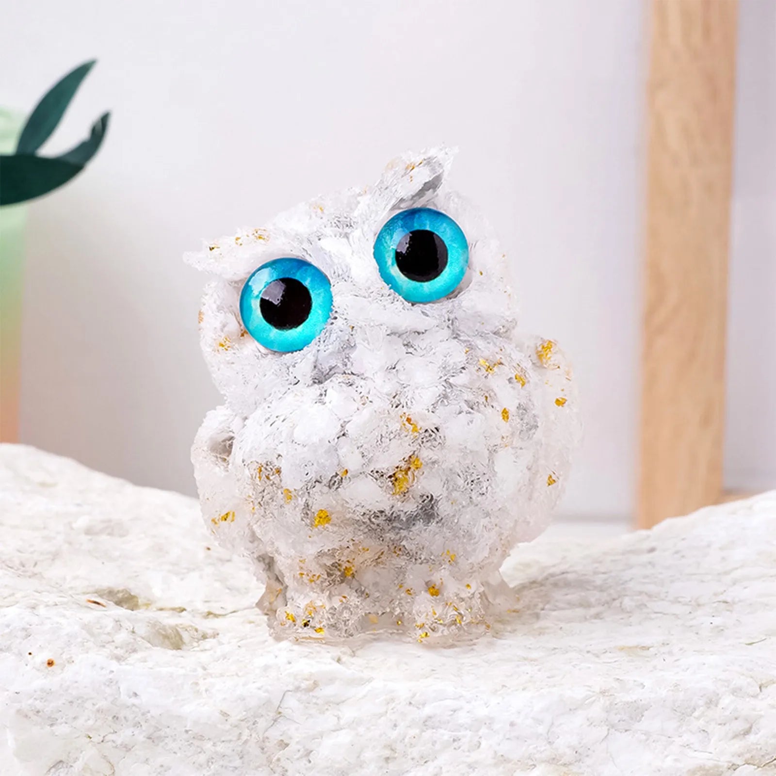 1PC Natural Owl Amethyst Rose Quartz Cute Animal Image Macadam Drip Glue Resin Owl Household Supplies Desktop Ornament